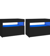 TV-Schränke LED-Leuchten 2 Stk. Schwarz 60x35x40cm