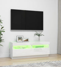 TV-Schrank mit LED-Leuchten Hochglanz-Weiß 100x35x40 cm