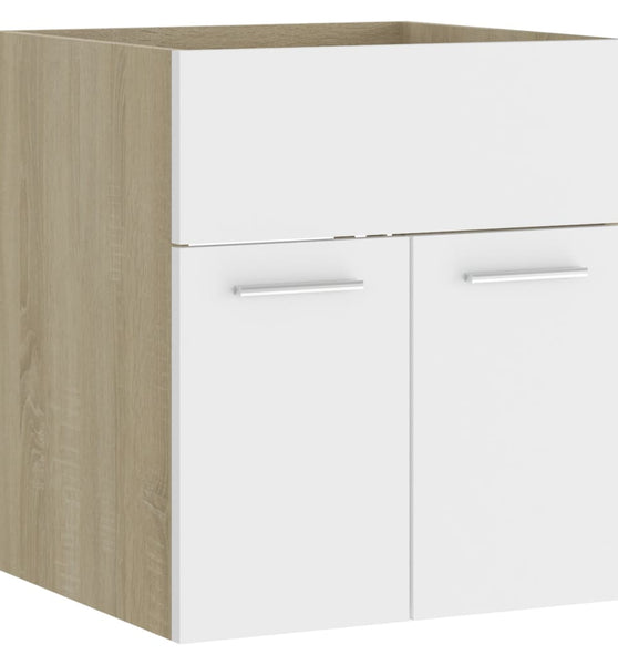 Waschbeckenunterschrank Weiß Sonoma-Eiche 41x38,5x46 cm