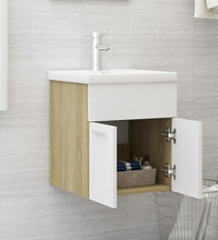 Waschbeckenunterschrank Weiß Sonoma-Eiche 41x38,5x46 cm
