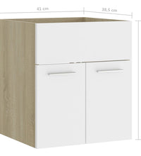 Waschbeckenunterschrank Weiß Sonoma-Eiche 41x38,5x46 cm