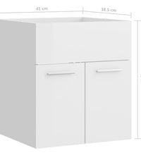 Waschbeckenunterschrank Hochglanz-Weiß 41x38,5x46cm