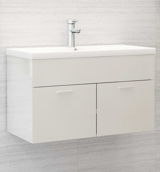 Waschbeckenunterschrank Hochglanz-Weiß 80x38,5x46cm
