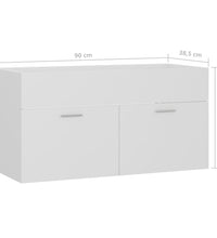 Waschbeckenunterschrank Weiß 90x38,5x46 cm Holzwerkstoff