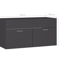 Waschbeckenunterschrank Grau 90x38,5x46 cm Holzwerkstoff