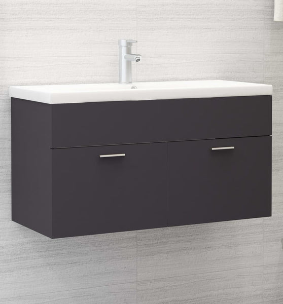 Waschbeckenunterschrank Grau 90x38,5x46 cm Holzwerkstoff