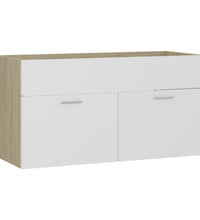 Waschbeckenunterschrank Weiß Sonoma-Eiche 90x38,5x46 cm