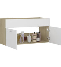 Waschbeckenunterschrank Weiß Sonoma-Eiche 90x38,5x46 cm