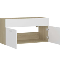Waschbeckenunterschrank Weiß Sonoma-Eiche 90x38,5x46 cm