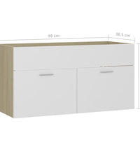 Waschbeckenunterschrank Weiß Sonoma-Eiche 90x38,5x46 cm