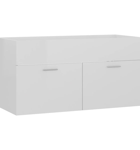 Waschbeckenunterschrank Hochglanz-Weiß 90x38,5x46cm