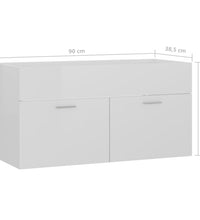 Waschbeckenunterschrank Hochglanz-Weiß 90x38,5x46cm