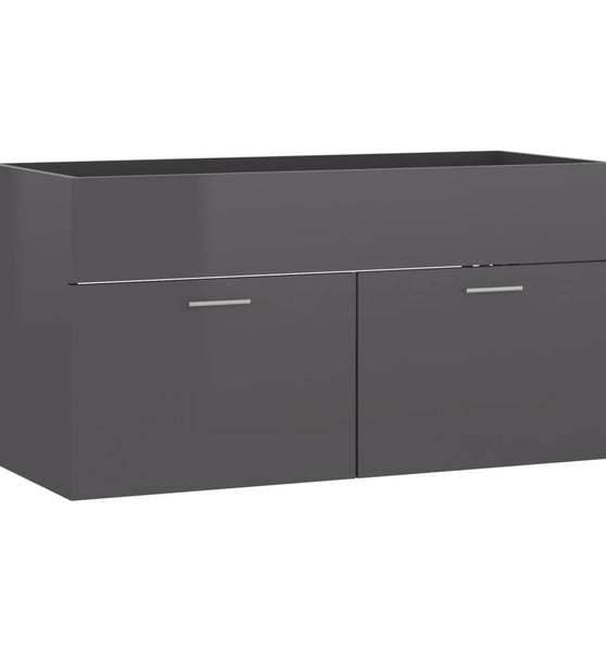 Waschbeckenunterschrank Hochglanz-Grau 90x38,5x46cm