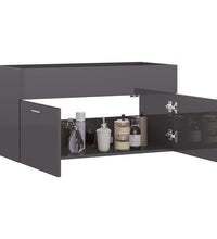 Waschbeckenunterschrank Hochglanz-Grau 90x38,5x46cm