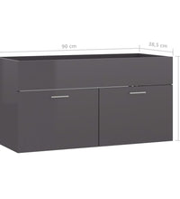 Waschbeckenunterschrank Hochglanz-Grau 90x38,5x46cm