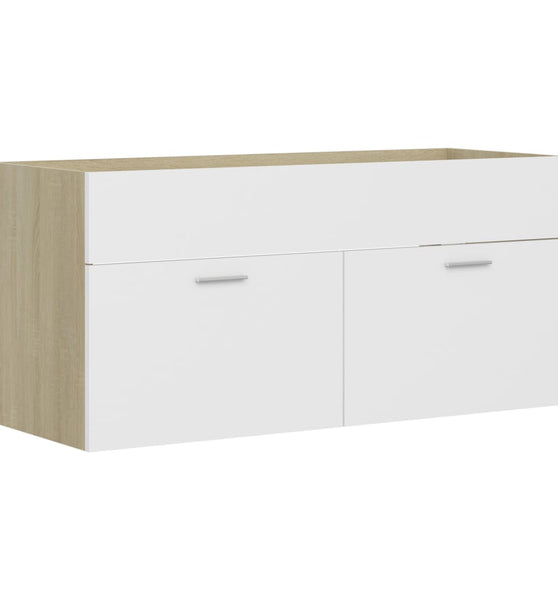 Waschbeckenunterschrank Weiß Sonoma-Eiche 100x38,5x46 cm