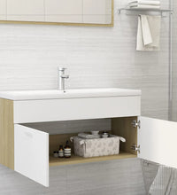 Waschbeckenunterschrank Weiß Sonoma-Eiche 100x38,5x46 cm