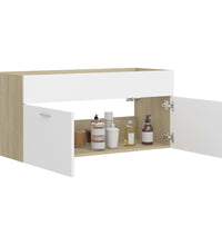 Waschbeckenunterschrank Weiß Sonoma-Eiche 100x38,5x46 cm