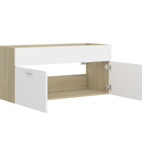 Waschbeckenunterschrank Weiß Sonoma-Eiche 100x38,5x46 cm