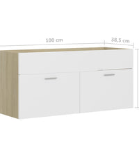 Waschbeckenunterschrank Weiß Sonoma-Eiche 100x38,5x46 cm