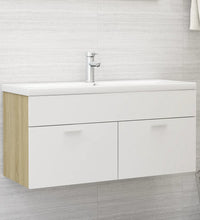 Waschbeckenunterschrank Weiß Sonoma-Eiche 100x38,5x46 cm