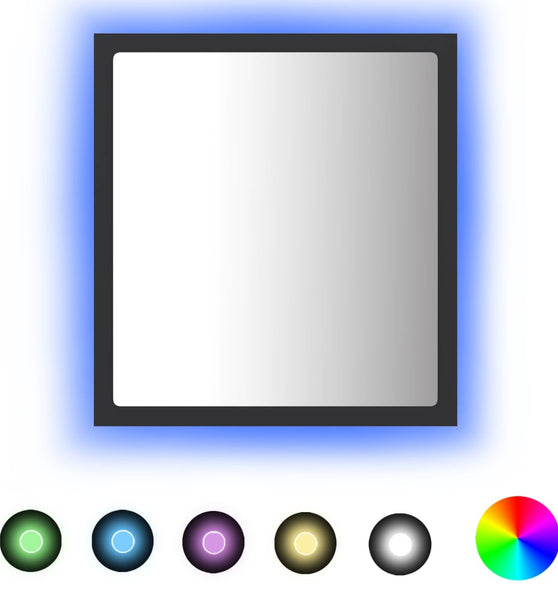 LED-Badspiegel Grau 40x8,5x37 cm Acryl