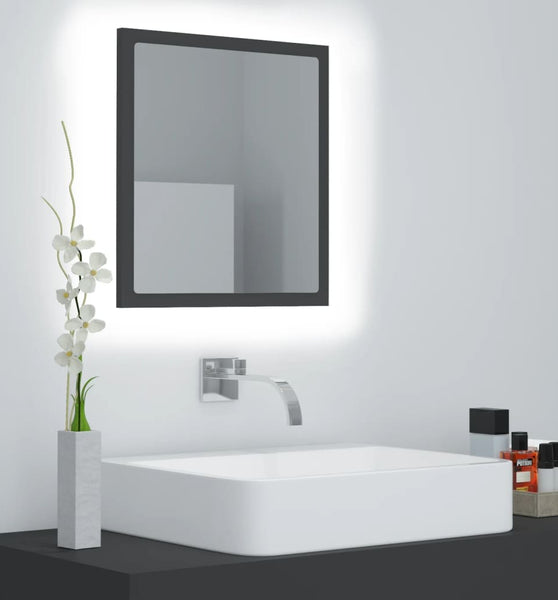 LED-Badspiegel Grau 40x8,5x37 cm Acryl