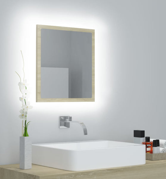LED-Badspiegel Sonoma-Eiche 40x8,5x37 cm Acryl