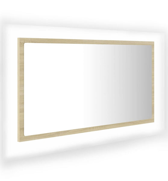 LED-Badspiegel Sonoma-Eiche 80x8,5x37 cm Acryl