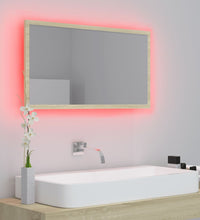 LED-Badspiegel Sonoma-Eiche 80x8,5x37 cm Acryl