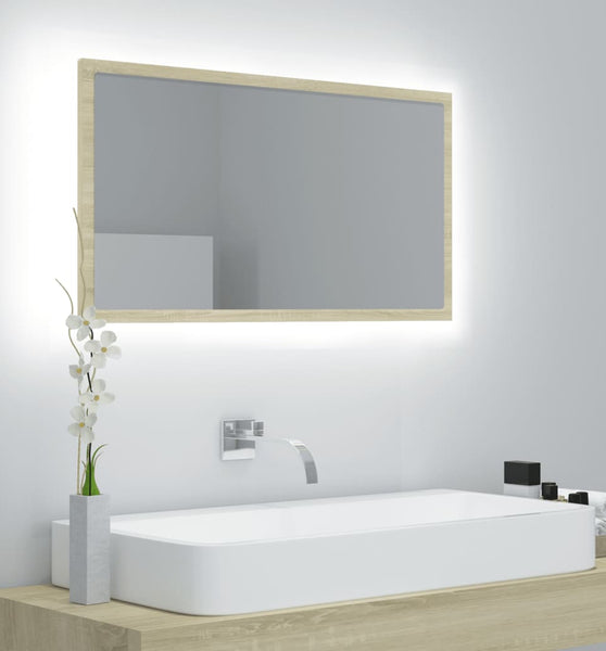LED-Badspiegel Sonoma-Eiche 80x8,5x37 cm Acryl