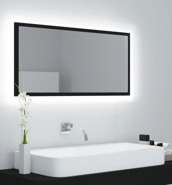 LED-Badspiegel Schwarz 90x8,5x37 cm Acryl