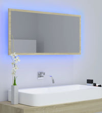 LED-Badspiegel Sonoma-Eiche 90x8,5x37 cm Acryl