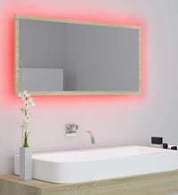 LED-Badspiegel Sonoma-Eiche 90x8,5x37 cm Acryl