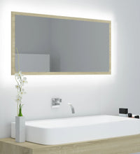 LED-Badspiegel Sonoma-Eiche 90x8,5x37 cm Acryl