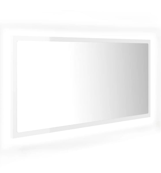 LED-Badspiegel Hochglanz-Weiß 90x8,5x37 cm Acryl