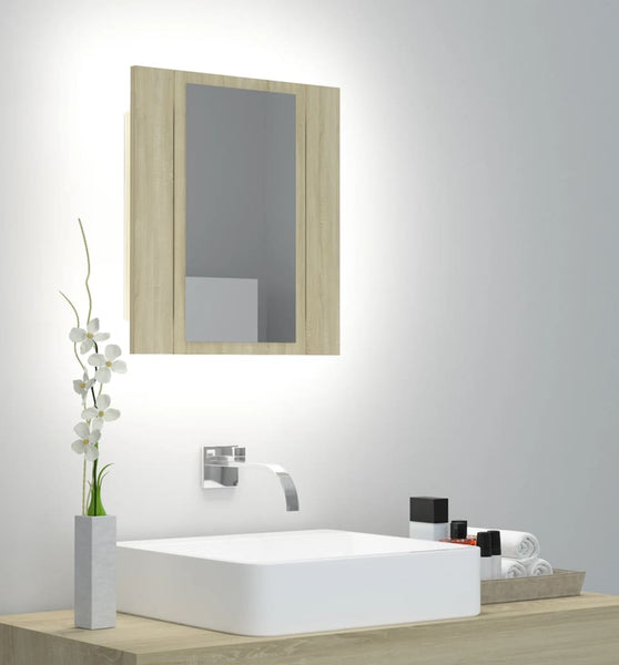 LED-Bad-Spiegelschrank Sonoma-Eiche 40x12x45 cm Acryl