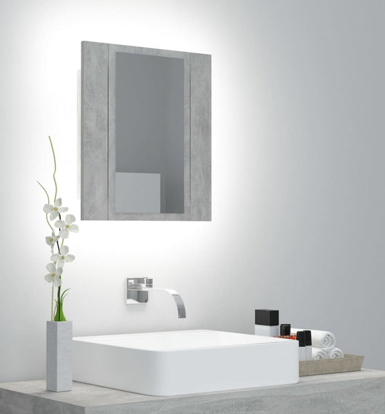 LED-Bad-Spiegelschrank Betongrau 40x12x45 cm Acryl