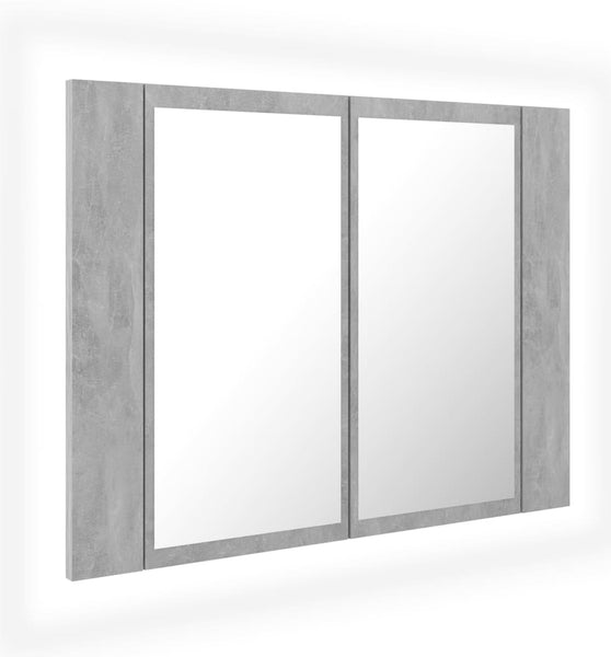 LED-Bad-Spiegelschrank Betongrau 60x12x45 cm Acryl