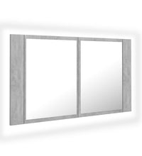 LED-Bad-Spiegelschrank Betongrau 80x12x45 cm Acryl