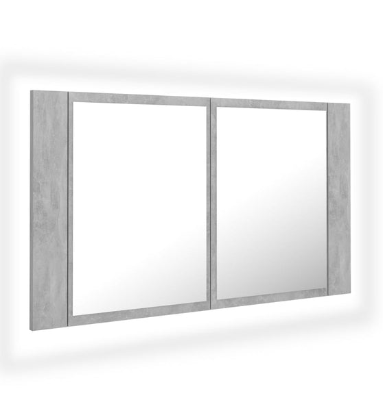 LED-Bad-Spiegelschrank Betongrau 80x12x45 cm Acryl