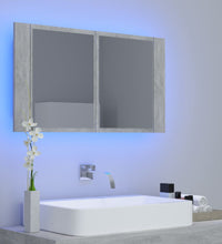 LED-Bad-Spiegelschrank Betongrau 80x12x45 cm Acryl