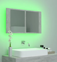 LED-Bad-Spiegelschrank Betongrau 80x12x45 cm Acryl