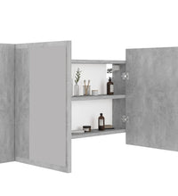LED-Bad-Spiegelschrank Betongrau 80x12x45 cm Acryl