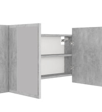 LED-Bad-Spiegelschrank Betongrau 80x12x45 cm Acryl