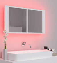 LED-Bad-Spiegelschrank Weiß 90x12x45 cm Acryl