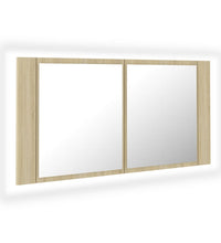LED-Bad-Spiegelschrank Sonoma-Eiche 90x12x45 cm Acryl