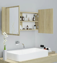 LED-Bad-Spiegelschrank Sonoma-Eiche 90x12x45 cm Acryl