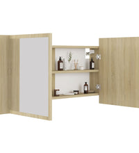 LED-Bad-Spiegelschrank Sonoma-Eiche 90x12x45 cm Acryl