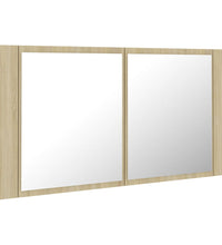 LED-Bad-Spiegelschrank Sonoma-Eiche 90x12x45 cm Acryl